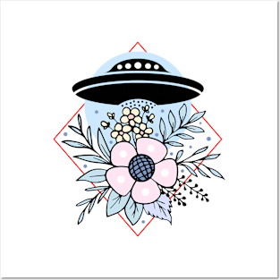 UFO In Flowers Posters and Art